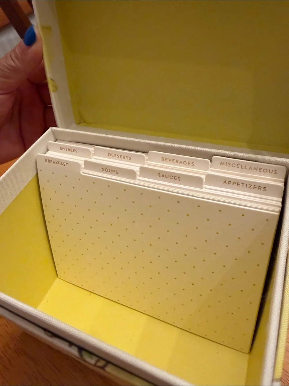 kate spade Lemon Pattern Recipe Box - Yellow, Green, White
